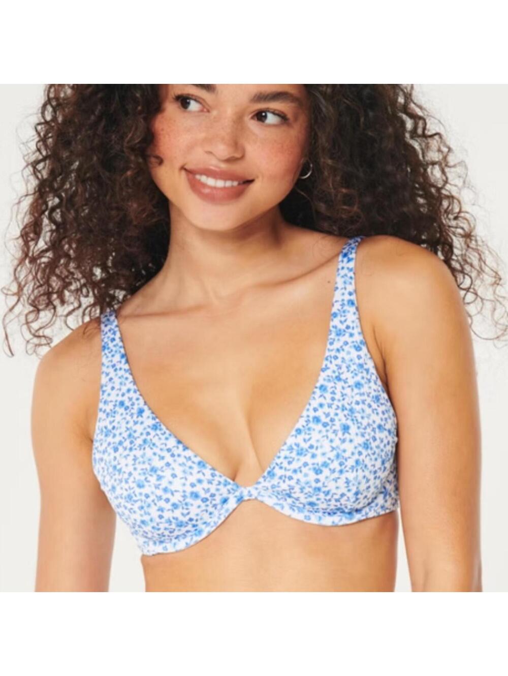 Hollister Blue Floral Swimsuit Bikini Top S NWT Underwire